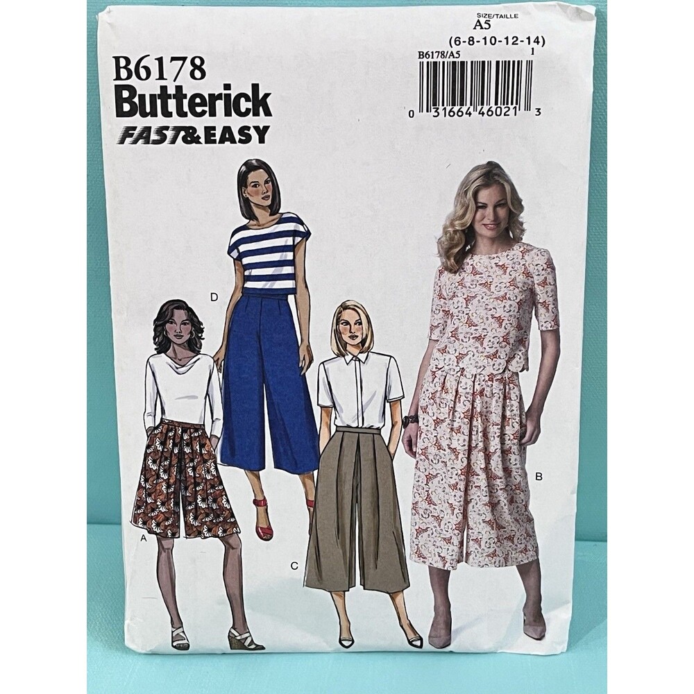 Butterick B6178 Miss Culottes Variations 6-14 Sewing Pattern Uncut Cottage core